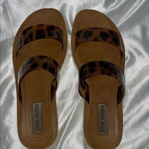 Steve Madden Tan Leopard Print Strap Sandals